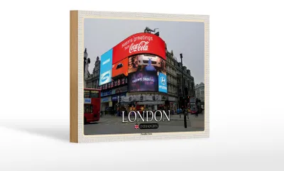 Produktbild von Holzschild Städte London Piccadilly Circus UK England 18x12 cm