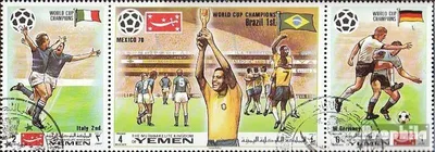 Produktbild von Briefmarken Jemen (Königreich) 1970 Mi 1150A-1152A Dreierstreifen (kompl.Ausg.) gestempelt Sieger Fußball-WM 70, Mexiko
