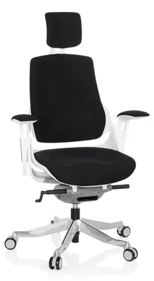 Bürostuhl SPEKTRE, Stoff weiß/schwarz, ergonomisch, höhenverstellbar