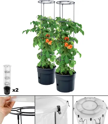 Produktbild von 2x Tomatentopf 12L Tomatenpflanzen Grower Topf Pflanzkübel mit Schutzfolie Blumentopf für Tomato Erbsen Bohnen Paprika Gurken Jängeerdbeeren PAFEN