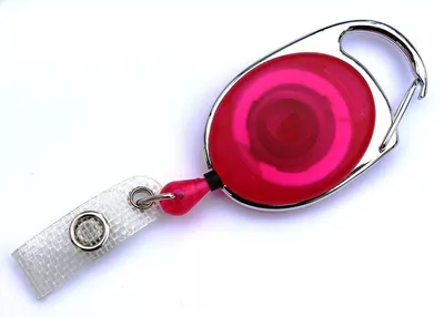 Produktbild von 2x PINK TRANSPARENT Ausweisjojo Jojo Zipper Ausweis Halter Kartenhalter Schlaufenclip Aufrollmechanismus Schlüsselanhänger