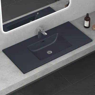 Produktbild von Mai & Mai Einbauwaschbecken, BTH: 100x48x12cm, Design Waschbecken aus Mineralguss in matt Anthrazit colossum02