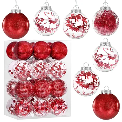 Weihnachtskugeln rot 24 Stück Christbaumschmuck Weihnachtsdekoration