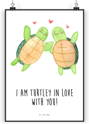Produktbild von Mr. & Mrs. Panda Bild Schildkröten Paar DIN A5 - Weiß - Geschenk, Valentinstag, Wandbild, drucke, Freundin, für, Jahrestag, kunstdruck poster, Hochzeitstag, Frauen