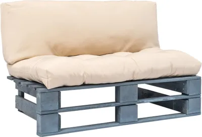 Produktbild von Möbel Outdoor-Sofa Paletten mit Kissen in Sandfarben Kiefernholz - Gartensofas 275287