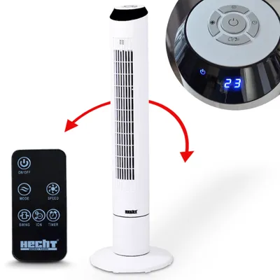 Produktbild von HECHT 3739 Turmventilator mit Fernbedienung | 60 W | 3-Stufig | 80° Rotation | 8h Timer