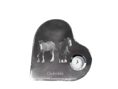 Produktbild von Clydesdale - Kristalluhr mit einem Pferdebild, Herzregal-Uhr, personalisierte Standuhr der Marke Art-Dog