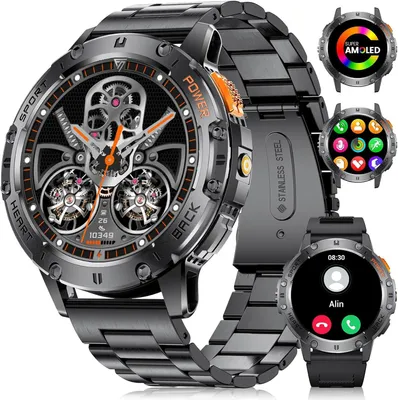 Produktbild von DREMAC Smartwatch Herren Militär 1.43 Zoll AMOLED Display 530mAh Akku 120 Sportmodi IP68 Wasserdicht Fitness Uhr mit Herzfrequenz und Schlafmonitor