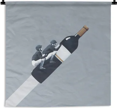 Produktbild von MuchoWow® Wandteppich Wandbehang Flasche - Männer - Vintage 60x60 cm Tapisserie Dekoration Wandtuch - Dekorationen - Wand Decke
