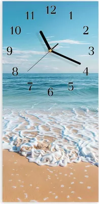 Produktbild von Wanduhr aus Glas mit Motiv Tropischer Strand- 30 x 60 cm - inkl. Aufhängesystem