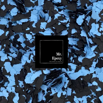 Produktbild von Mr. Epoxy Farbchips für Bodenbeschichtung (1 kg, Mix Hellblau/Schwarz) - Epoxidharz Deko Chips - Terrazzo Flakes (Farb Chips) für Garagenböden, Keller & Werkstatt