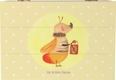 Produktbild von Mr. & Mrs. Panda Kiste Glühwürmchen 22 x 15 cm - Gelb Pastell - Geschenk, Holzbox, Schatzkiste, Jahrestag, Liebe, Lieblingsmensch, fotobox, Lustige Sprüche, Schatulle