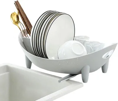 Produktbild von Famanu Abtropfgestell - Küchen Organizer - Praktischer Küchenhelfer - 14x28x14 cm - Grau