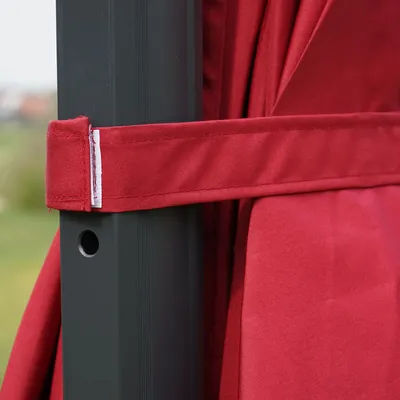 Obrázok produktu pre Svetelný dáždnik HWC-A96, slnečník gastronómia 3x3m (Ø4,24m) polyester/hliník 23kg ~ klapka, krémový bez podstavca, otočný