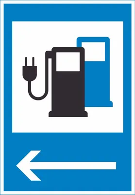 Produktbild von Stromtankstelle 365-65 Pfeil links Symbol A2 Rückseite selbstklebend Schild