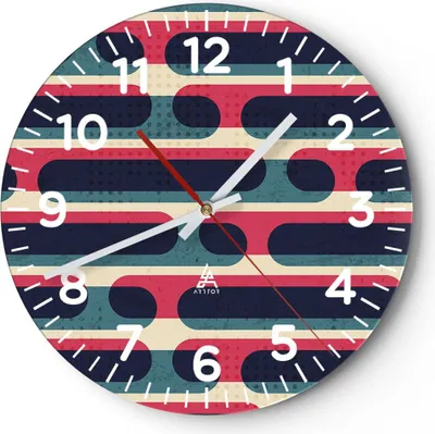 Produktbild von Wanduhr - Rund - Glasuhr - Abstraktion Muster Modern - 40x40cm - Schleichendes Uhrwerk - Lautlos - zum Aufhängen bereit - Dekoration Modern - Wanddekoration aus Glas - C4AR40x40-4200