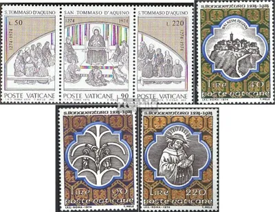 Produktbild von Briefmarken Vatikanstadt 1974 Mi 640-642 Dreierstreifen, 643-645 (kompl.Ausg.) postfrisch Sondermarken