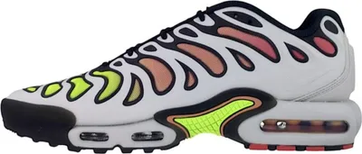 A side view of a Nike Air Max Plus TN Drift sneaker.