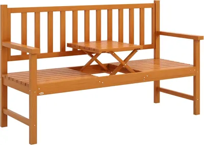 Immagine prodotto di Panca da giardino - Panca per parchi - Panca da esterno - Panca per terrazzi - Panca per balconi - Panca a tre posti con tavolino pieghevole