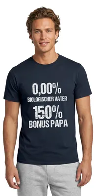Produktbild von Spreadshirt 150% Bonus Papa 0,00% Biologischer Vater Männer T-Shirt, XL, Navy