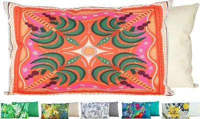Produktbild von JACK Outdoor Lounge Kissen 30x50cm Motiv Dekokissen inkl. Füllung Wasserfest Sitzkissen Garten Stuhl, Farbe:Oasentraum