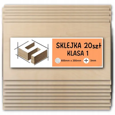Zdjęcie produktu dla Sklejka brzozowa, formatki prostokątne do cięcia laserem i grawerowania – CNC, modelarstwo, pirografia, decoupage, malowanie, dekoracje i rękodzieło DIY – klasa 1 – 30 × 60 cm (300 × 600 mm) – 3 mm – 20 szt.