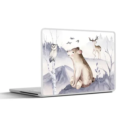 Produktbild von MuchoWow® Laptop Aufkleber Sticker Cover Winter - Schnee - Tiere 32.5x23.5 cm - Sticker für Laptop - Selbstklebend