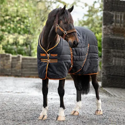 Image de Horseware Rambo Stable Rug medium 200g - Noir/Orange