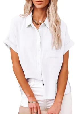 Image de Chemise d'été décontractée, manches courtes, 100% coton