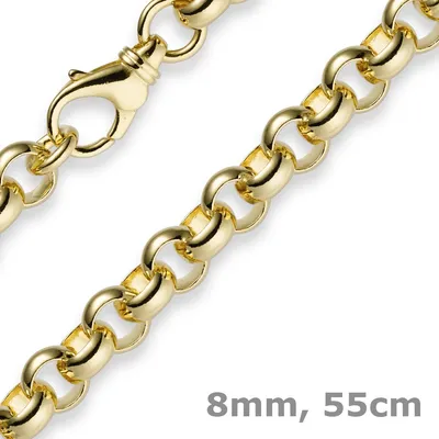 Produktbild von 8mm Kette Collier Erbskette aus 585 Gold Gelbgold 55cm Uni Goldkette
