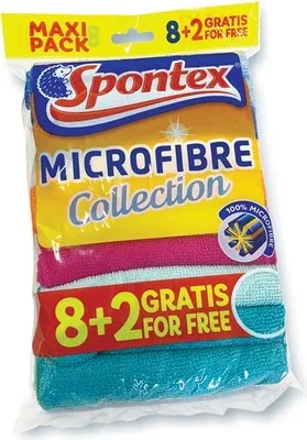 Zdjęcie produktu dla Spontex, Ścierka z mikrofibry, 8 + 2 sztuki (PRODUKT Z NIEMIEC)