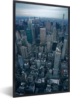 Produktbild von MuchoWow® Gerahmtes Poster Skyline - Architektur - New York - Amerika 20x30 cm - Poster mit Schwarzem Bilderrahmen Wandposter Rahmen Foto Bilder - Drucken - Bilder Poster im Rahmen