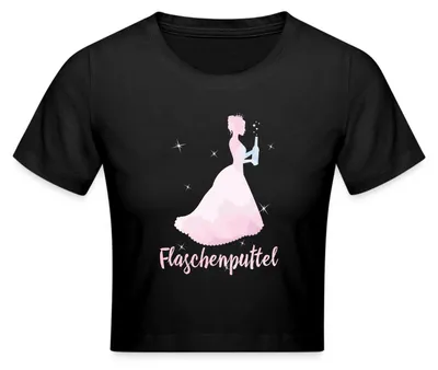 Produktbild von Spreadshirt Flaschenputtel JGA Junggesellinnenabschied Party Crop Top, L, Schwarz
