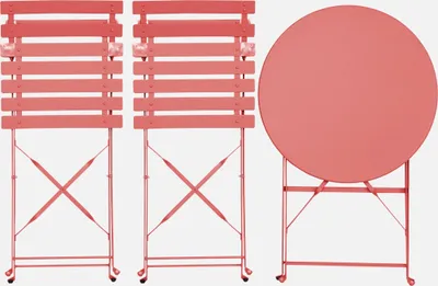Immagine prodotto di Set tavolo da giardino bistrot pieghevole in acciaio con 2 sedie, Ø60cm, Terracotta