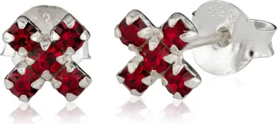 Produktbild von Paar 925 Sterling Silber Ohrstecker Mittelalter-Kreuz Roter Kristall 7040