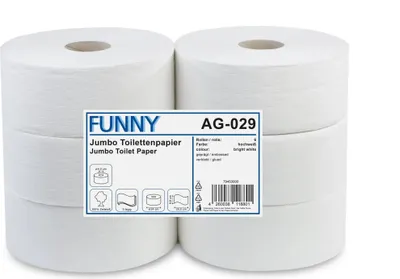 Produktbild von Jumbo Toilettenpapier FUNNY - 3 - lagig - Ø 24 cm - weiß - 12 Rollen