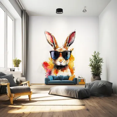 Imagen del producto de Decords: Vinilo decorativo – Conejo colorido con gafas de sol, 300 cm