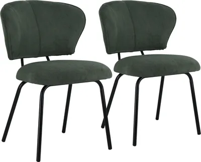 Image de Lot de 2 chaises en velours côtelé vertes NILSA
