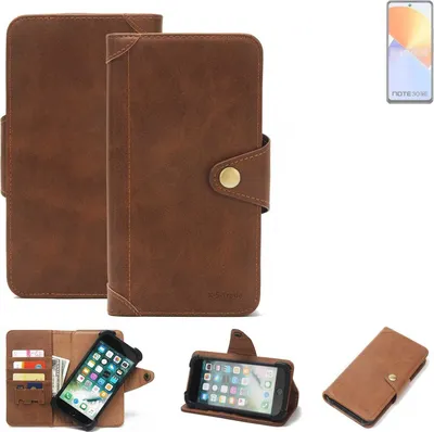 Produktbild von K-S-Trade Handyhülle kompatibel mit Infinix Note 30 5G Schutz Hülle Walletcase Bookstyle Tasche Case Handytasche Wallet Flipcase Cover PolyurethanBraun (1x)