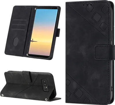 Produktbild von Hülle für Samsung Galaxy Note 8 Prägung Flip Leder Brieftasche Schutzhülle mit Ständer Schwarz
