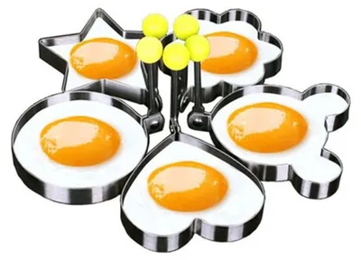 Produktbild von Antihaft Ei Ringe Edelstahl, 5 Formen Spiegeleiformen, Stern Herz Rund, Pfannkuchen Braten