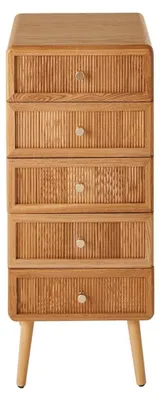 Image de CALICOSY - Chiffonnier 5 tiroirs avec façades lamellées H100 cm - AVA
