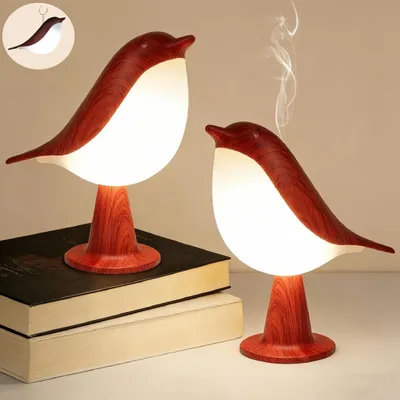 Produktbild von 2 er Vogel-Tischlampe, 3 Farbtemperaturen, Berührungssensor, wiederaufladbar, Aromadiffusor – Nachtlicht für Schlafzimmer, Nachttisch, Büro und Auß
