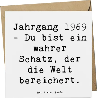 Produktbild von Mr. & Mrs. Panda Grußkarte Spruch 1969 Geburtstag Schatz - Weiß - Geschenk, Jahrgangsgeschenk, Retro-Geschenke, faltkarte, personalisierte Geschenke, Happy Birthday