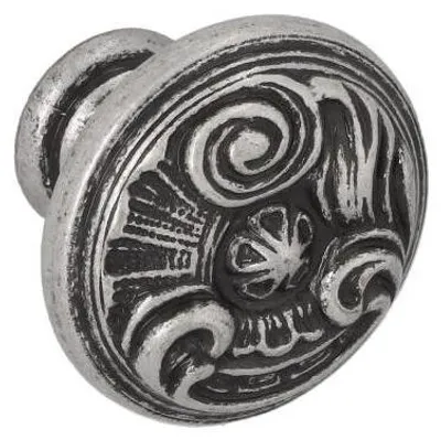 Image de Bouton pour meubles en zamac Diamètre 30mm Vieil argent brillant