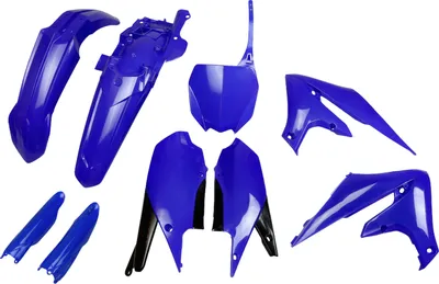 Produktbild von Ufo Kunststoffsatz Mit Teleskopabdeckungen (Stossdämpfer) Für Yamaha Y250 '19-'23, Y450 '18-'22 Farbe Blau