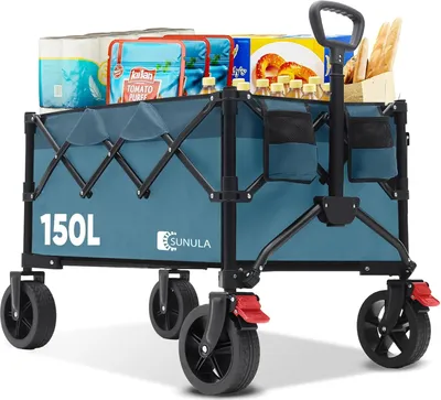 Produktbild von Zusammenklappbarer Handwagen mit 120 kg Tragkraft, faltbar und mit Offroad-Rädern