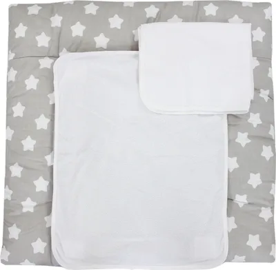 Produktbild von TupTam Wickelauflage inkl. 2 Frotteebezüge Modell MAR02579, Farbe: Grau Große Weiße Sterne, Größe: 75 x 85 cm