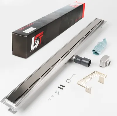 Produktbild von Duschrinne Linien 1000x70mm Ablaufrinne Duschrost mit Edelstahl Siphon Haarsieb