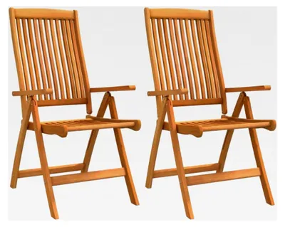 Produktbild von 2X Gartenstuhl Klappstuhl aus Eukalyptus für Garten, Terrasse und Balkon